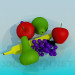 3D Modell Früchte auf einem Teller - Vorschau