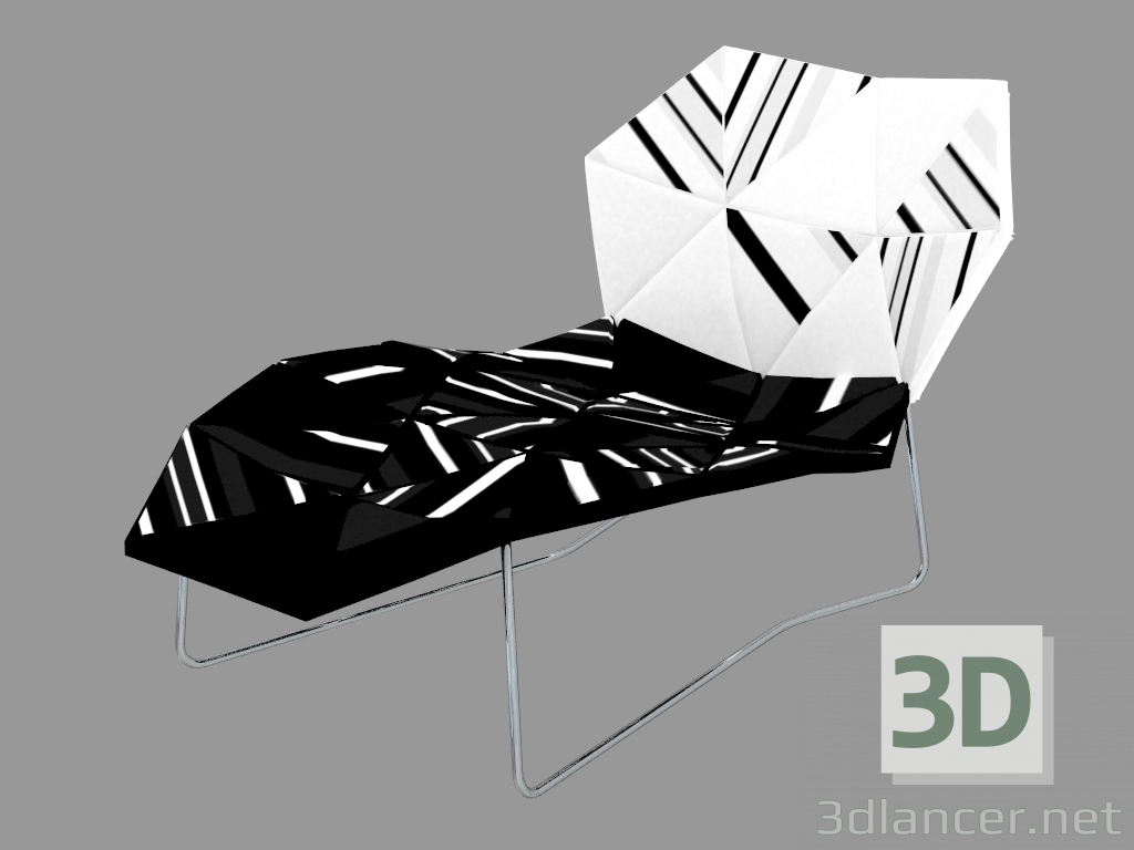 modello 3D Chaise longue con rivestimento in tessuto - anteprima