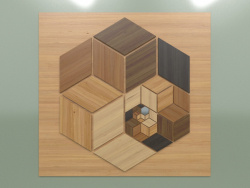 Деревянная панель 3D cube 2