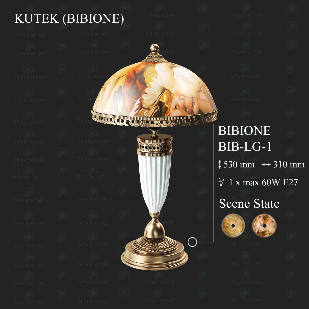 3d model Lámpara KUTEK BIBIONE babero-LG-1 - vista previa