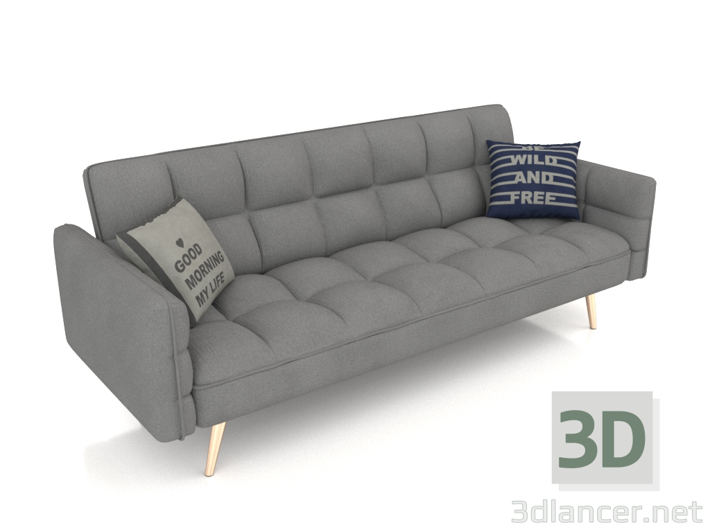 3d модель Диван-ліжко Madrid (сірий-золоті ніжки) – превью