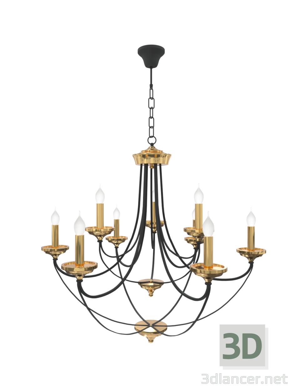 3d Ceiling chandelier (9 lights) model buy - render