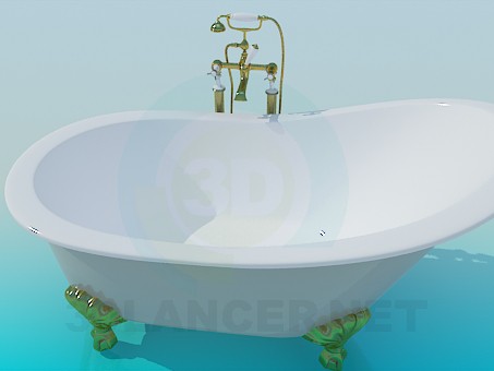 3d модель Ванна ретро – превью