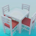 3 डी मॉडल चाय टेबल कुर्सियों के साथ - पूर्वावलोकन