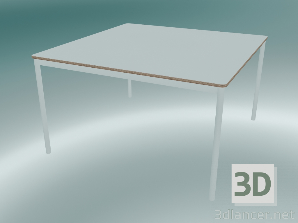 modello 3D Tavolo quadrato Base 128x128 cm (Bianco, Compensato, Bianco) - anteprima