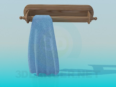 modèle 3D Porte serviette en bois - preview