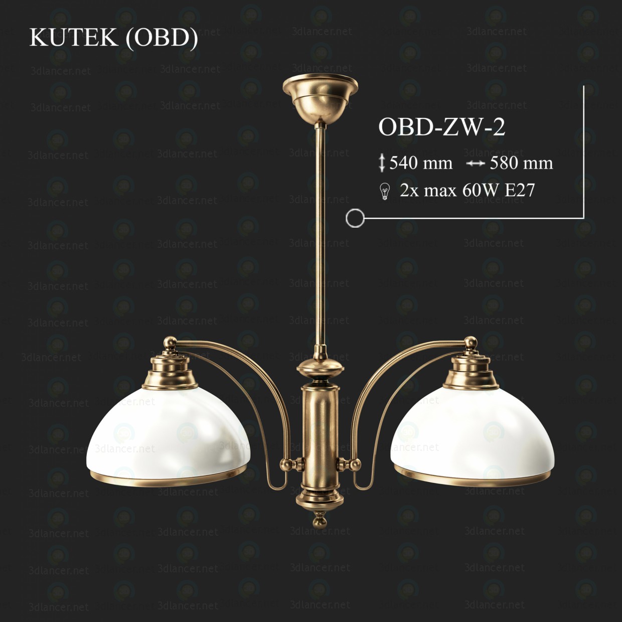 3d модель Люстра KUTEK OBD OBD-ZW-2 – превью