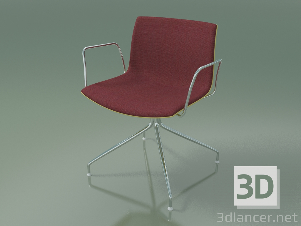 3D modeli Sandalye 2042 (döner, kolçaklı, krom, ön kaplamalı, PO00415) - önizleme