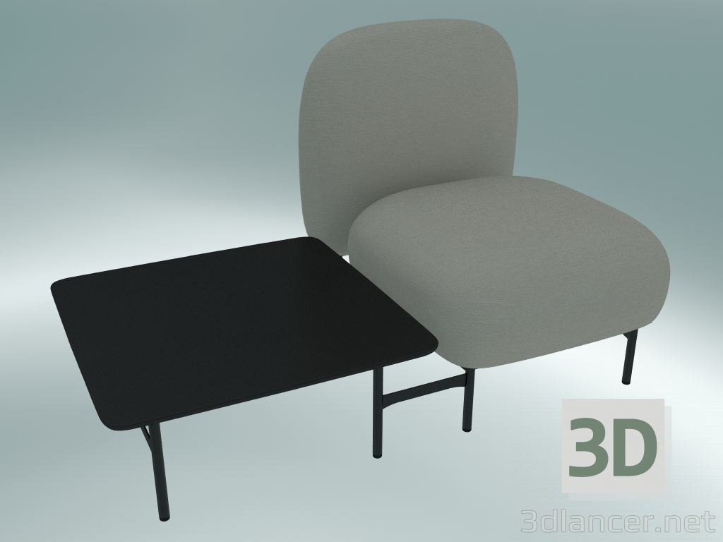 3d model Sistema de asiento modular Isole (NN1, asiento con respaldo alto con mesa cuadrada a la derecha) - vista previa