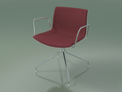 Cadeira 2042 (giratória, com braços, cromada, com acabamento frontal, PO00401)