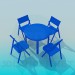3d model Conjunto de mesa con sillas para cafetería de verano - vista previa