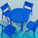 Modelo 3d Conjunto de mesa com cadeiras para café de verão - preview
