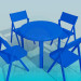 3 डी मॉडल गर्मियों में कैफे के लिए कुर्सियों के साथ टेबल का सेट - पूर्वावलोकन