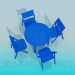 3D Modell Satz von Tisch mit Stühlen für Sommer-café - Vorschau