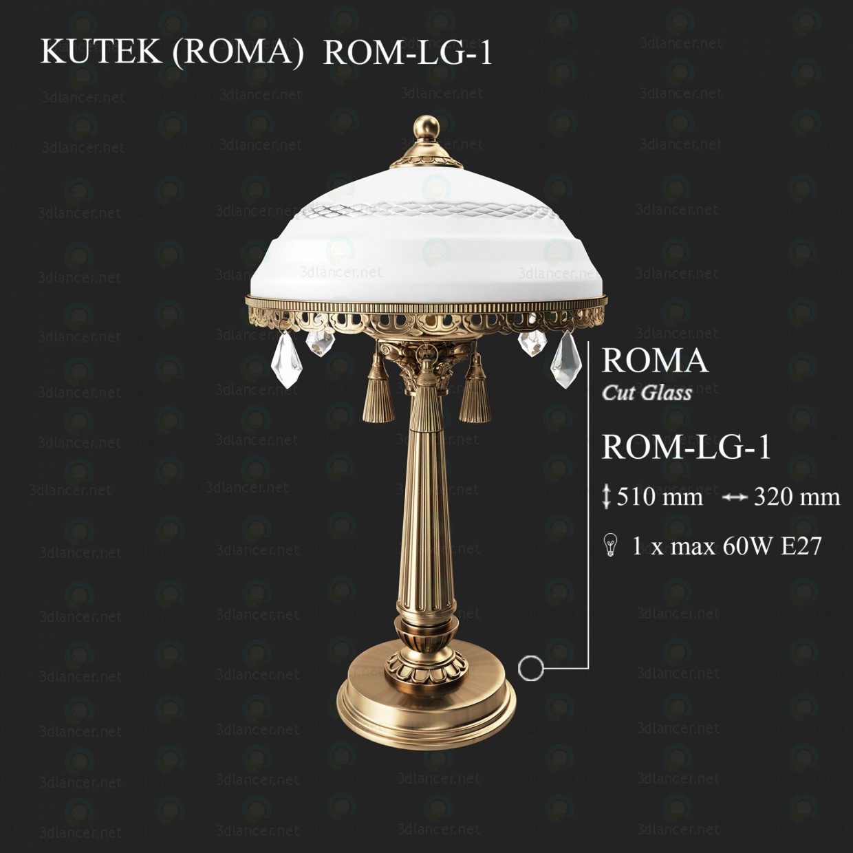 3D Modell Tischleuchte KUTEK ROMA ROM-LG-1 - Vorschau