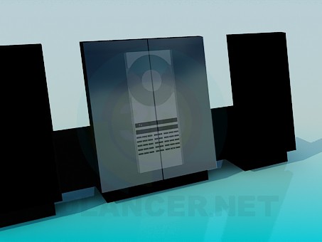 modello 3D Ricevitore stereo cassetta Compact disk - anteprima