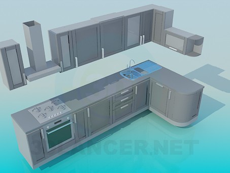 3D Modell Große Küche - Vorschau