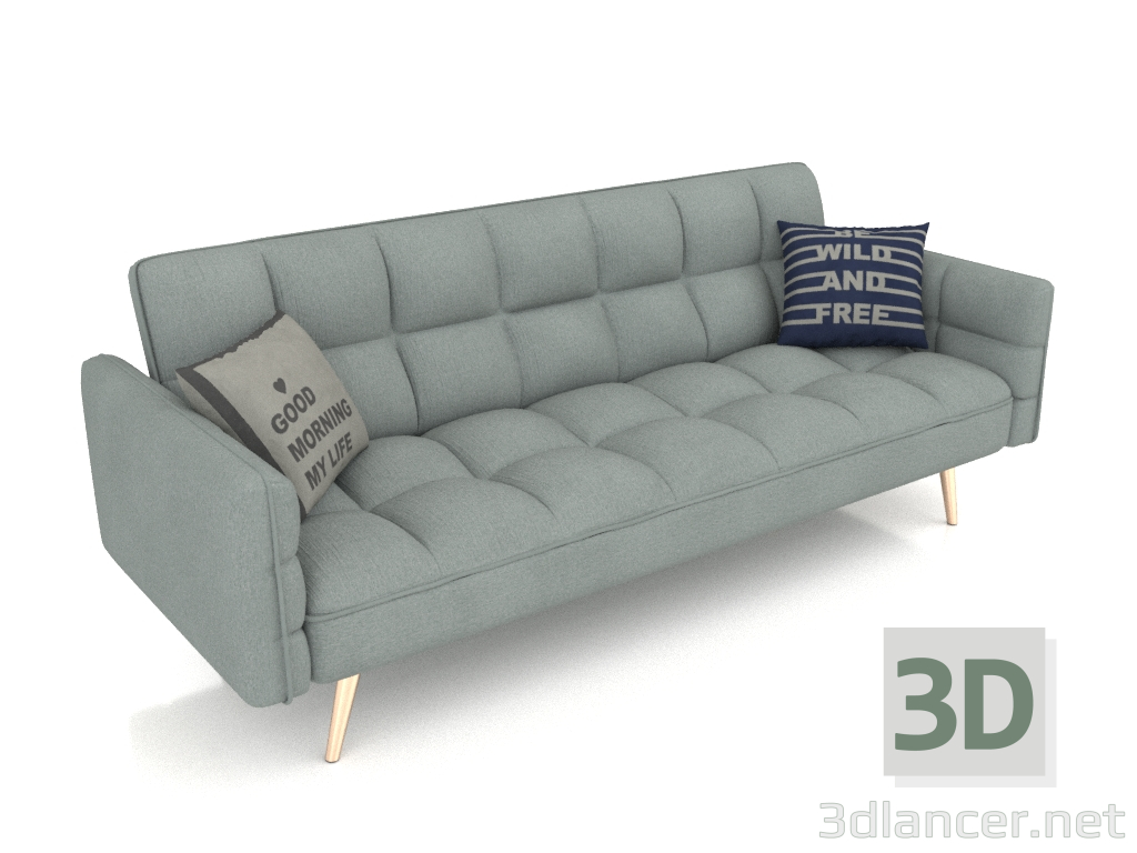 modèle 3D Canapé-lit Madrid (pieds vert-or) - preview