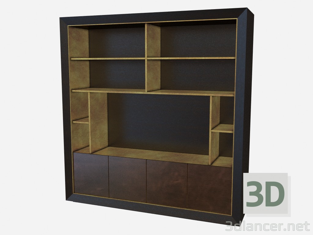 3d модель Дерев'яні кабінет з безліччю поличок Дон Жуан Z04 – превью
