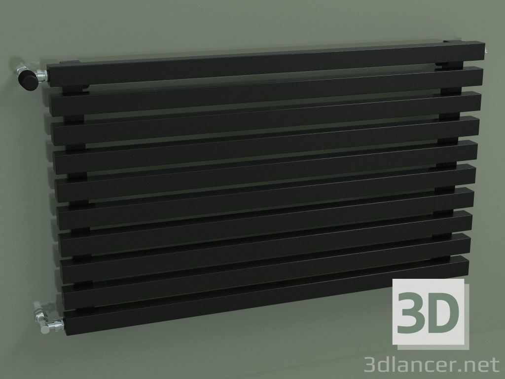 3d модель Горизонтальный радиатор RETTA (10 секц 1000 мм 40х40, черный глянцевый) – превью