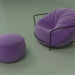 modello 3D Poltrona Uni con pouf (viola) - anteprima
