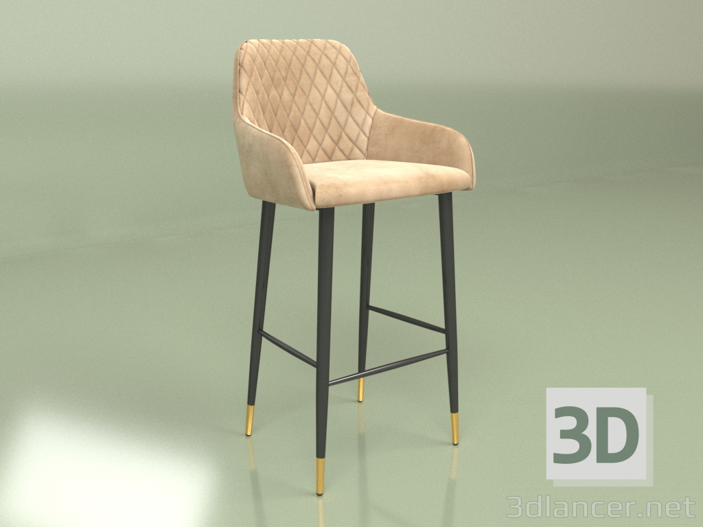 modello 3D Sgabello da bar Ivar (beige) - anteprima
