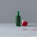 modello 3D Bottiglia e vetro - anteprima