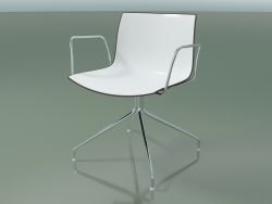 Cadeira 0207 (giratória, com braços, cromada, polipropileno bicolor)