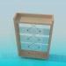 3d модель Невысокая деревянная этажерка с о стеклянными полочками – превью
