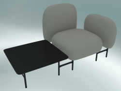 Sistema di sedute componibili Isole (NN1, seduta con tavolo quadrato a destra, bracciolo a sinistra)