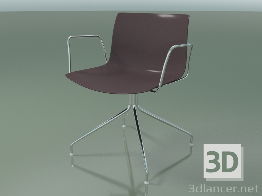3D Modell Stuhl 0207 (drehbar, mit Armlehnen, Chrom, Polypropylen PO00404) - Vorschau