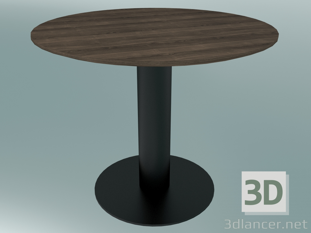 modèle 3D Table à manger In Between (SK11, Ø90cm, H 73cm, Noir mat, Chêne teinté fumé) - preview