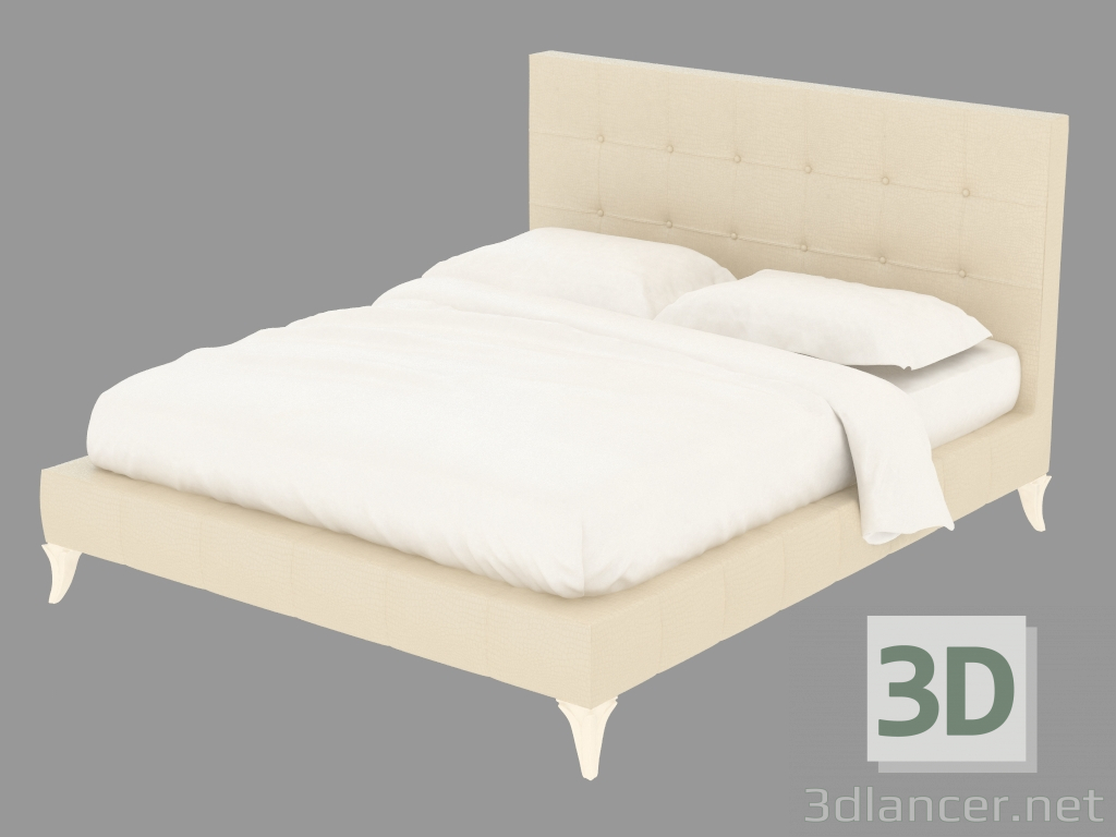 3d model cama doble con cuero guarnecido LTTOD1-179 - vista previa