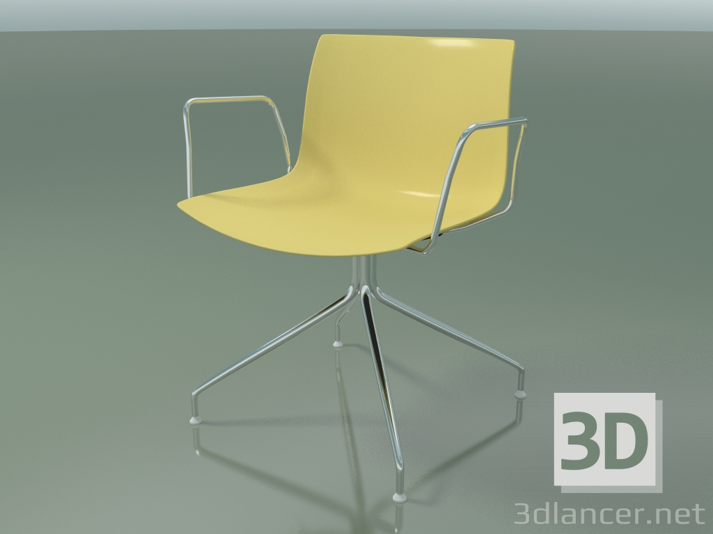 3D Modell Stuhl 0207 (drehbar, mit Armlehnen, Chrom, Polypropylen PO00415) - Vorschau
