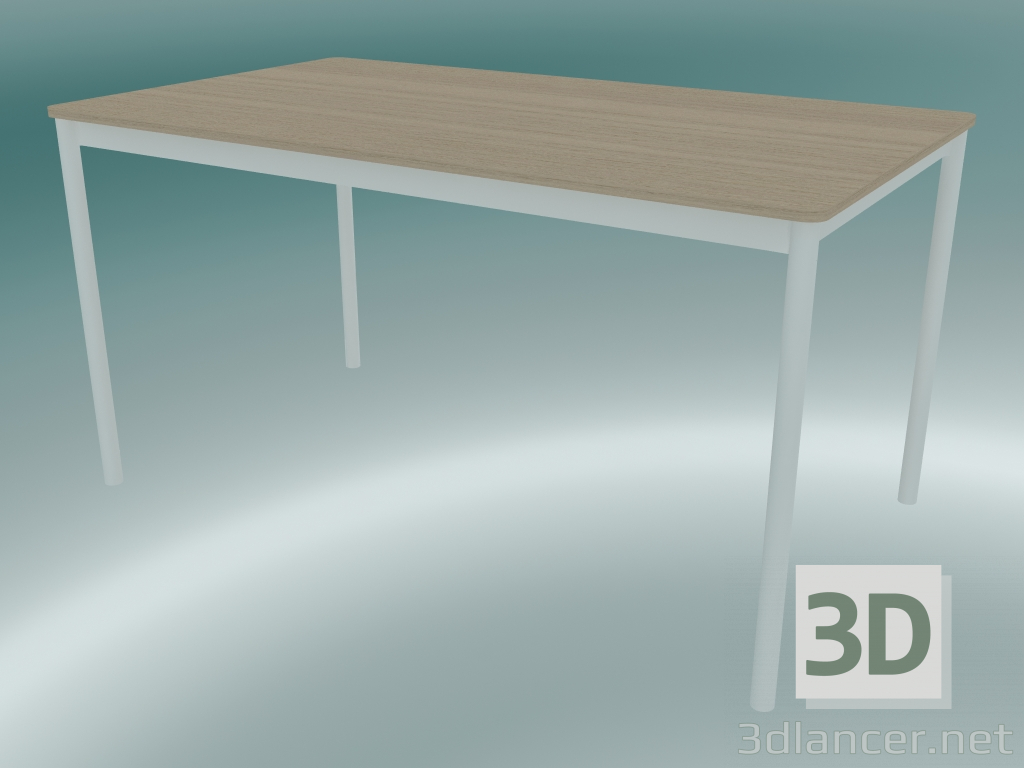 modello 3D Tavolo rettangolare Base 140x80 cm (Rovere, Bianco) - anteprima