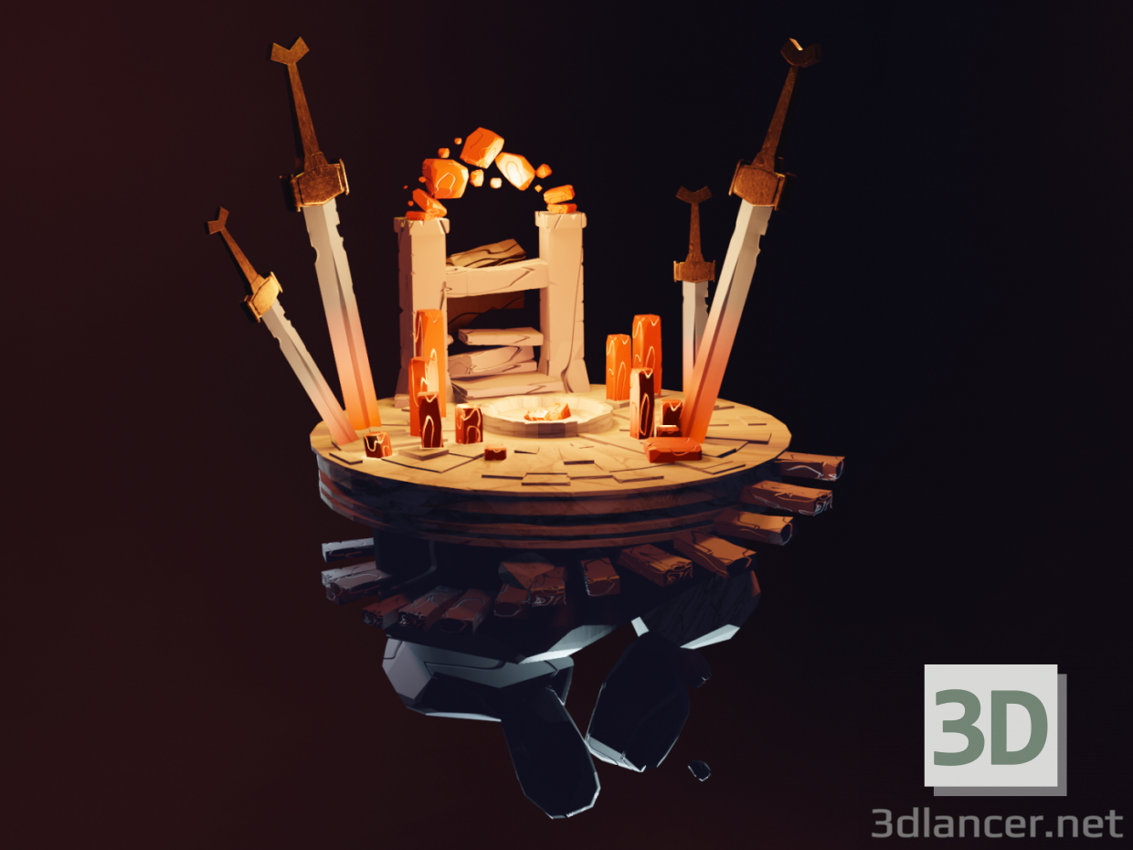Espadas de fuego 3D modelo Compro - render