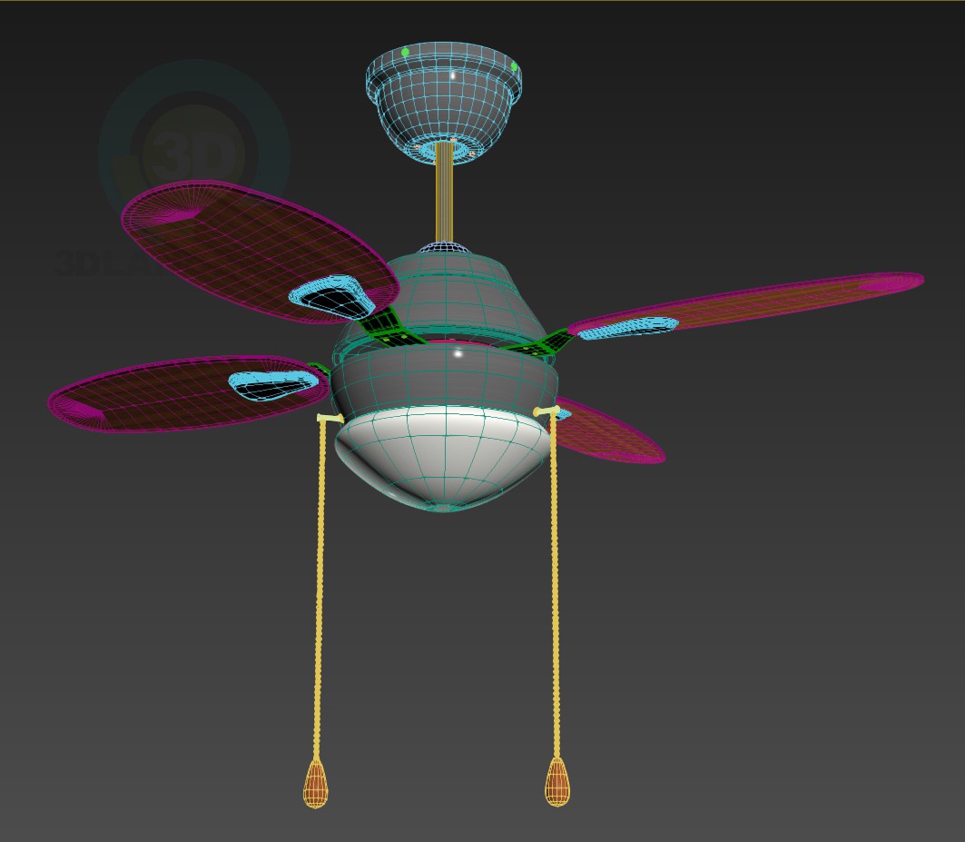 3D modeli Tavan fanı ile hafif sığdırma - önizleme