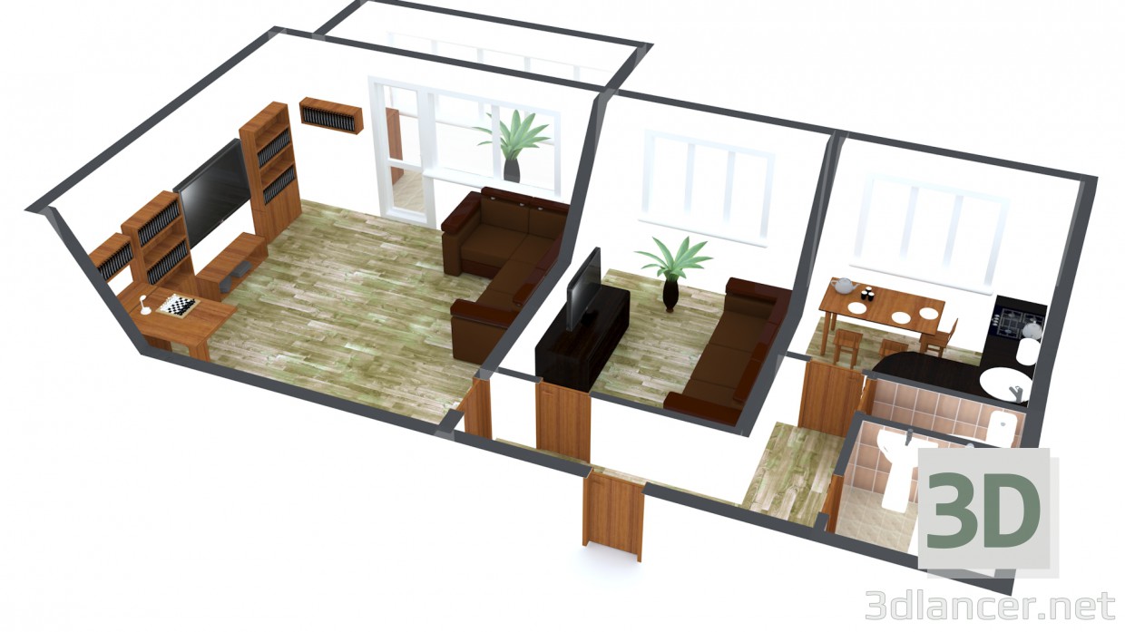 3d model apartment - preview