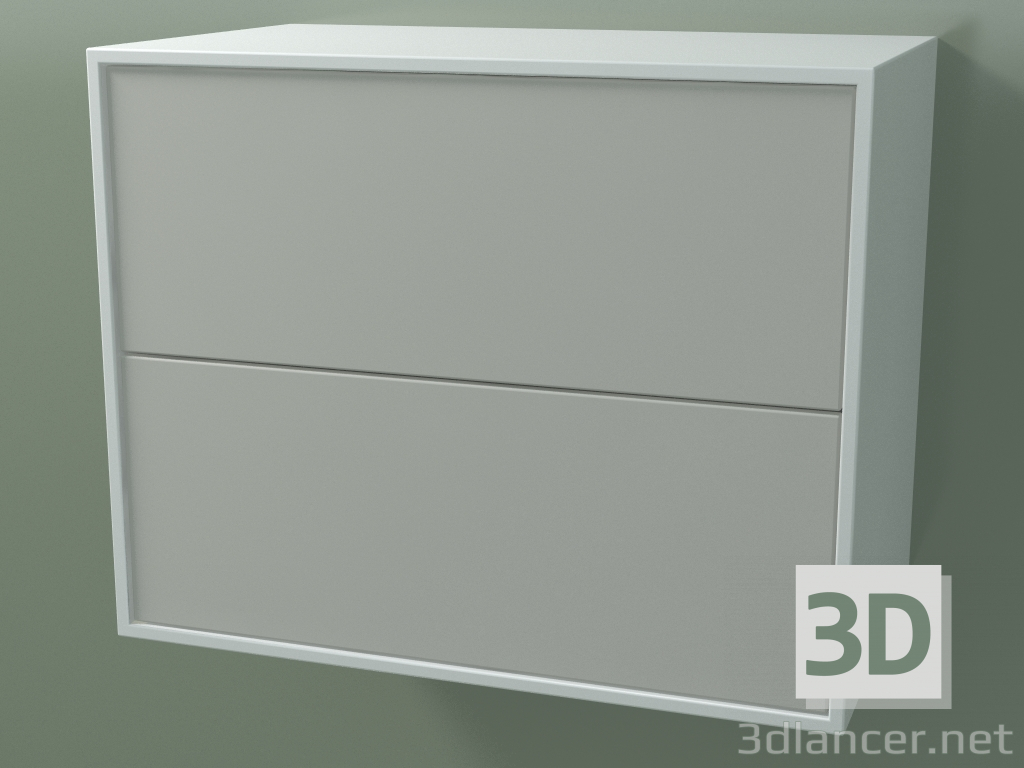 modèle 3D Tiroir double (8AUBCA01, Glacier White C01, HPL P02, L 60, P 36, H 48 cm) - preview