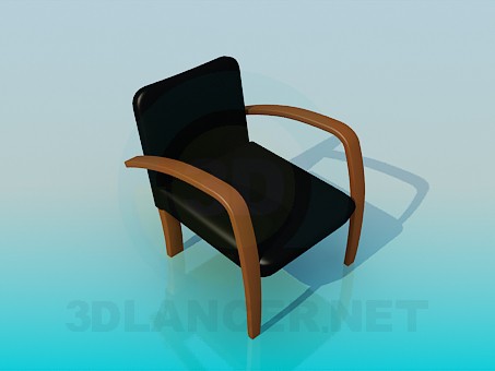 modèle 3D Chaise avec accoudoir (bois naturel) - preview