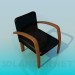 3d модель Крісло з дерев'яними підлокітниками – превью