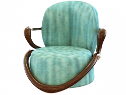 Upholstered armchair made of fabric