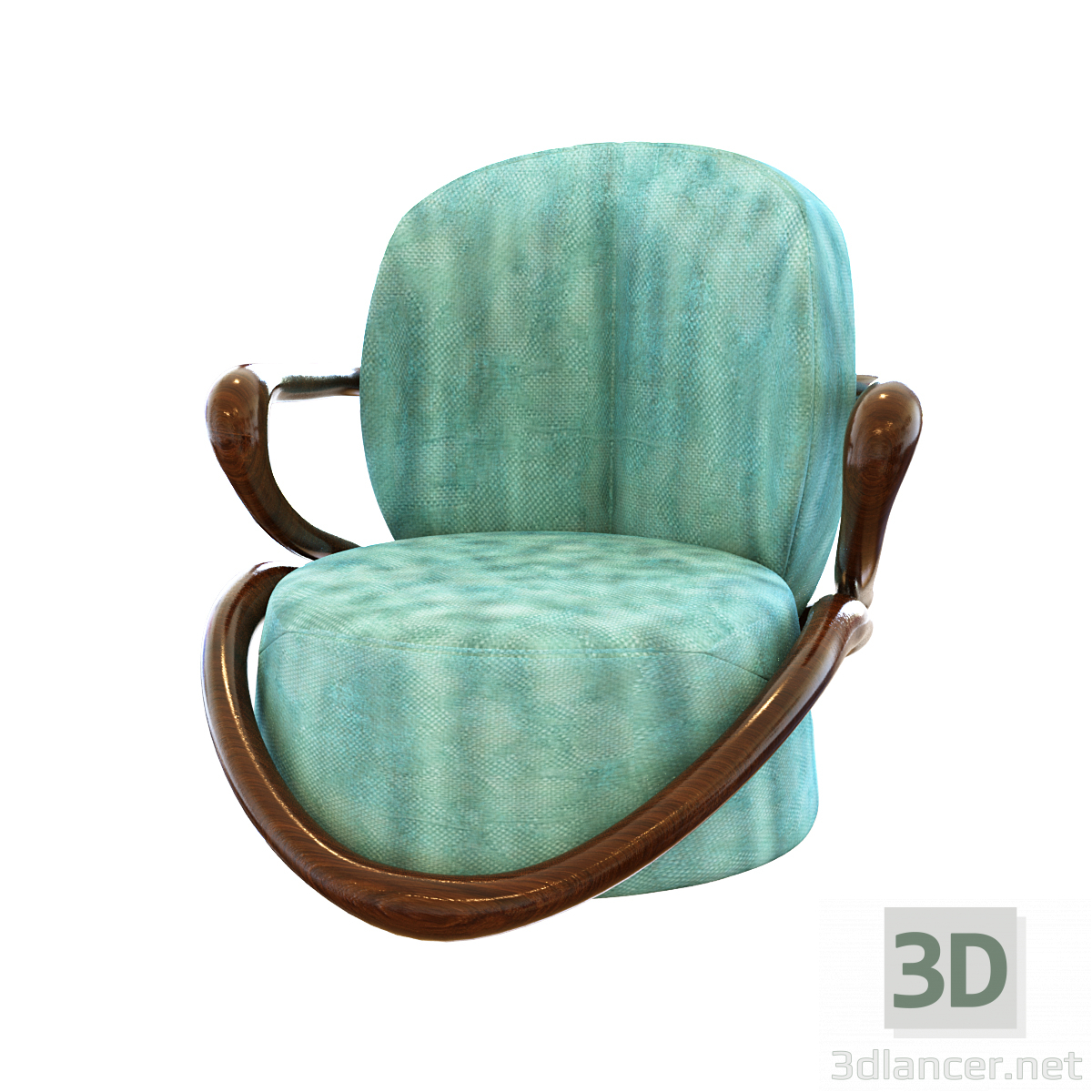 3d model Upholstered armchair made of fabric - preview