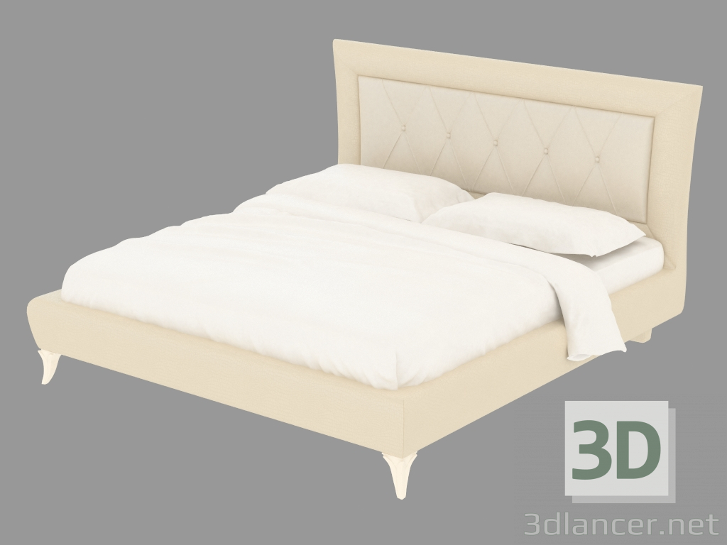 3d model cama doble con cuero guarnecido LTTOD2-207 - vista previa