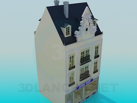 3d model Edificio con una tienda - vista previa