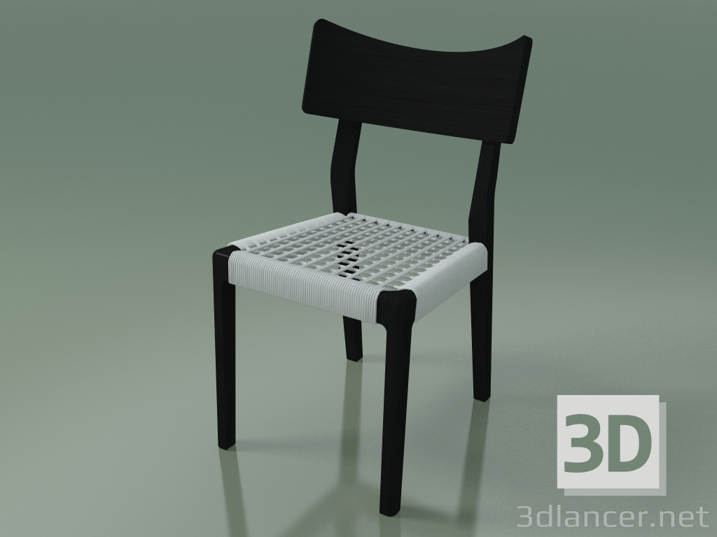modèle 3D Chaise (21, tissé blanc, laqué noir) - preview