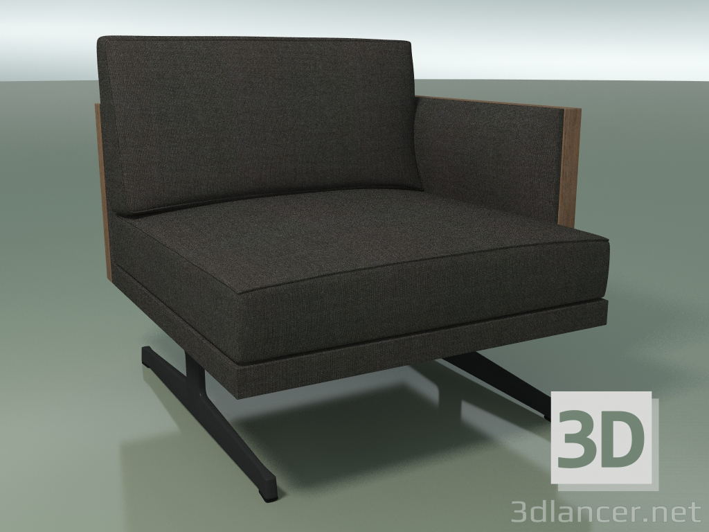 3d model End module 5213 (armrest on the left, H-legs, Walnut) - preview