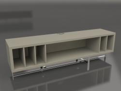 Тумба під TV, глянсовий сіро-бежевий лак, полірована сталь (200x45x55 см)
