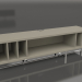 3d model Mueble de TV, lacado gris-beige brillante, acero pulido (200x45x55 cm) - vista previa