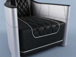 Cadeira de couro Bentley cinza e alumínio Rebder
